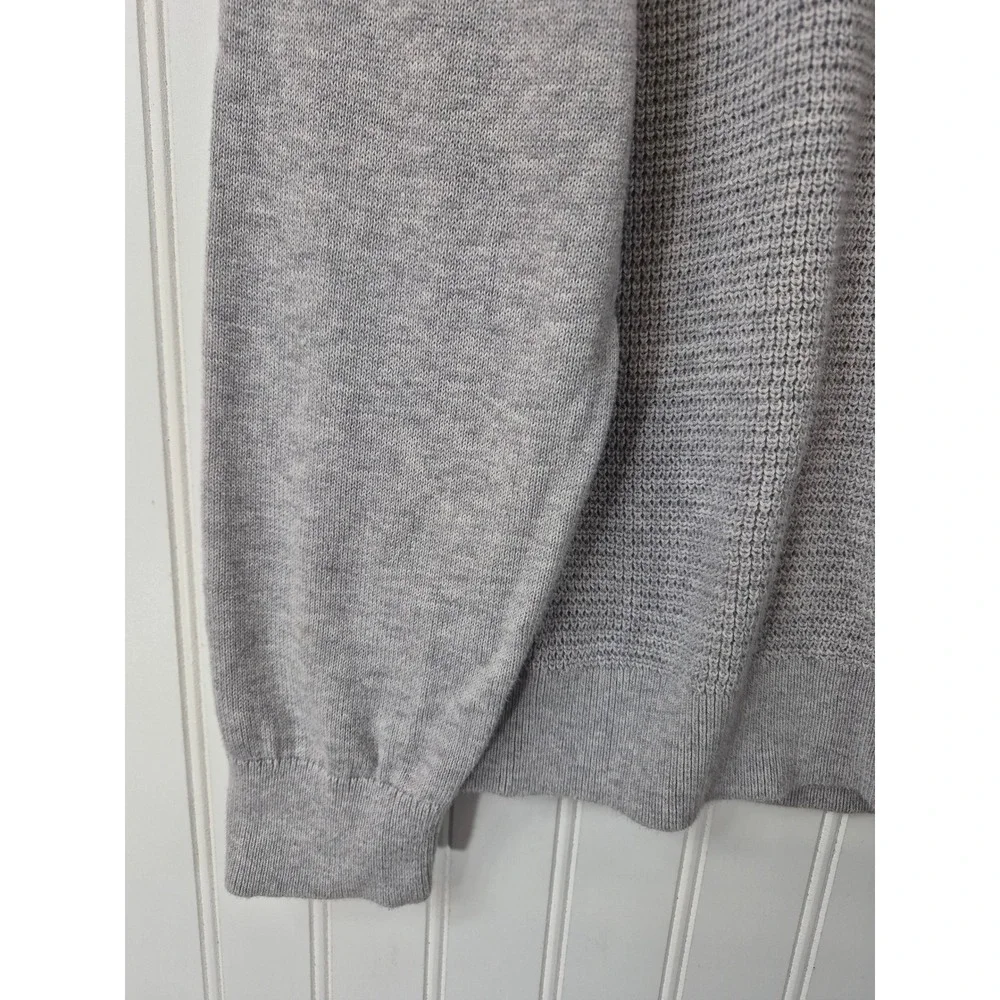 Banana Republic Mens 100% Supima Cotton Textured Knit Hoodie Heathered Gray L